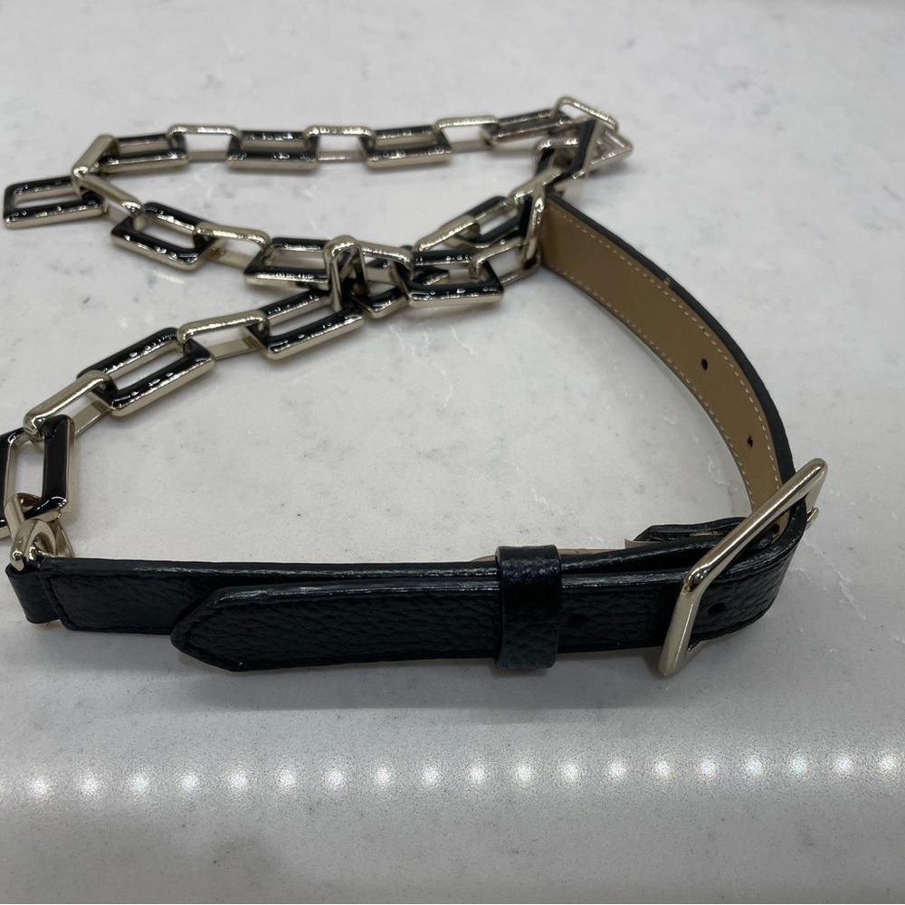 Black Leather Chain Belt